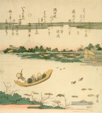  fluss - Ein Fährschiff auf der sumida Fluss Keisai Eisen Ukiyoye